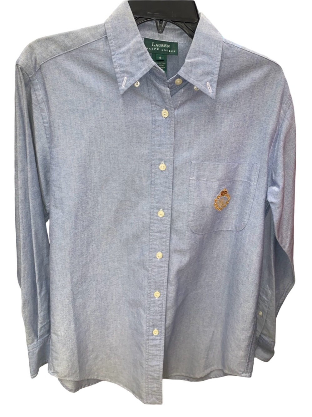 Lauren Ralph Lauren Light Blue Chambray Button-Down Ladies Shirt Size 4 NWT